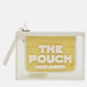 marc jacobs white leather and pvc the pouch wristlet pouch