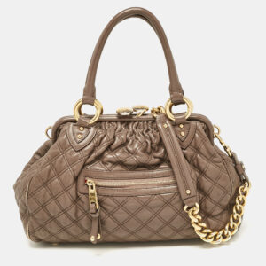 Marc Jacobs Brown Quilted Leather Stam Satchel