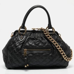 Marc Jacobs Black Quilted Leather Stam Satchel
