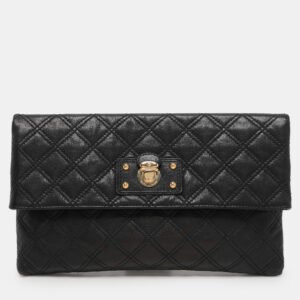 Marc Jacobs Black Quilted Leather Eugenie Clutch