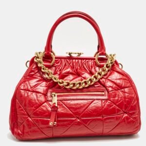 Marc Jacobs Red Quilted Leather Stam Satchel