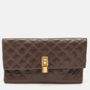 Marc Jacobs Choco Brown Quilted Leather Eugenie Clutch