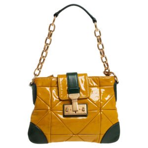 Marc Jacobs Mustard Yellow/Green Patent Leather And Leather Shoulder Bag