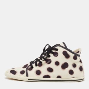 Marc Jacobs Black/Cream Dot Canvas Lace Up Sneakers Size 37