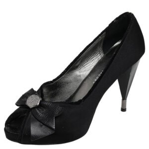 Marc By Marc Jacobs Black Satin Bow Peep Toe Pumps Size 39