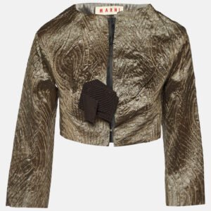 Marni Metallic Textured Jacquard Silk Blend Crop Jacket S