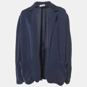 Marni Navy Blue Crepe Open Front Blazer L