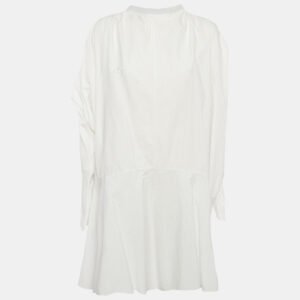 Marni White Striped Cotton Loose Fit Midi Dress S