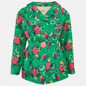 Marni Green Floral Embroidered Jacquard Short Coat S