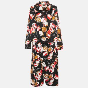 Marni Black/Red Floral Print Cotton Blouse and Pants Set M
