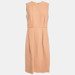Marni Orange Crepe Pleated Sleeveless Short Dress M
