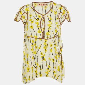 Marni Cream printed Silk Crepe Top M