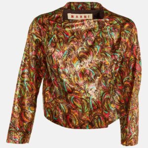 Marni Multicolor Printed Jacquard Cropped Jacket M