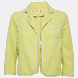 Marni Green Canvas Contrast Trimmed Open Front Jacket M