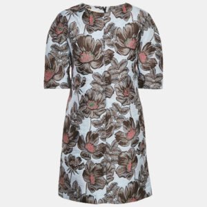 Marni Blue Floral Jacquard Shift Dress M