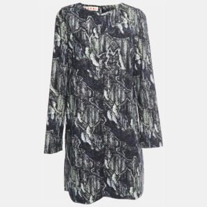 Marni Black Printed Cotton Full Sleeve Short Dress M