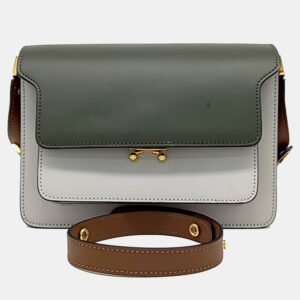 Marni Brown Grey Leather trunk bag