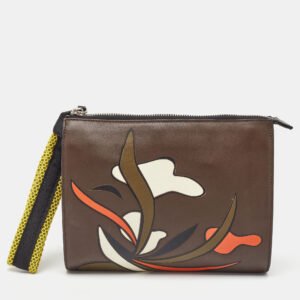 Marni Multicolor Leather Zip Wristlet Pouch