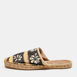 Marni Black/Yellow Floral Print Canvas Espadrille Flats Size 38