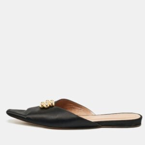 Marni Black Satin Embellished Pointed Toe Flat Mules Size 41