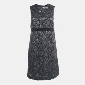 Max Mara Studio Black Jacquard Sleeveless Mini Dress M