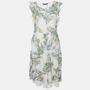 Max Mara Studio Multicolor Floral Printed Silk Short Dress L