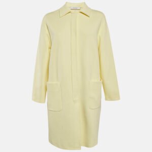 Max Mara Yellow Gabardine Single Breasted Long Coat M