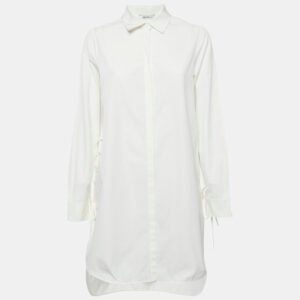 Max Mara White Cotton Lace-Up Shirt Dress S
