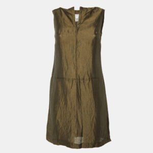 Max Mara Green Linen & Silk Sleeveless Dress XS