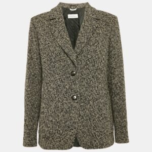 Max Mara Grey Tweed Single Breasted Blazer L