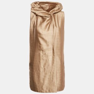 Max Mara City Beige Textured Satin Sleeveless Hooded Uguale Coat M