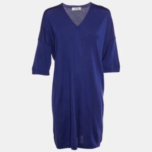 luxury-women-max-mara-used-clothes-p1152063-004 Max Mara Navy Blue Wool Sweater Dress M