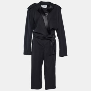 Max Mara Black Cotton Dover Wide-leg Cady Jumpsuit M