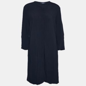 S'Max Mara Navy Blue Crepe Button Front Shirt Midi Dress M