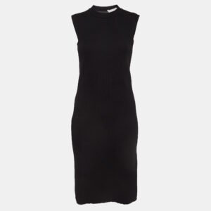 Max Mara Black Wool Knit Sleeveless Short Dress S