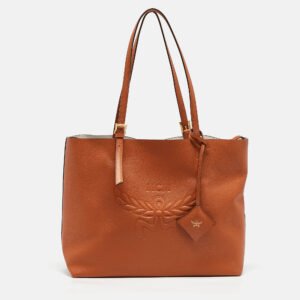 MCM Cognac Leather Medium Himmel Shopper Tote