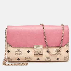 MCM Pink/Beige Visetos Faux Leather Millie Shoulder Bag