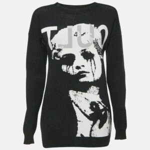 McQ by Alexander McQueen Black Face Intarsia Cotton Knit Sweatshirt M