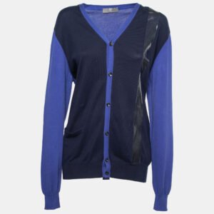 McQ by Alexander McQueen Blue Knit Button Front Long Sleeve Cardigan L