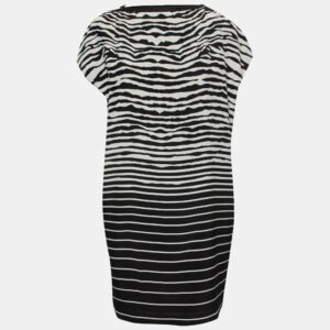 luxury-women-mcq-by-alexander-mcqueen-used-clothes-p754926-001 McQ by Alexander McQueen Black Striped Zipper Detail Midi Dress M