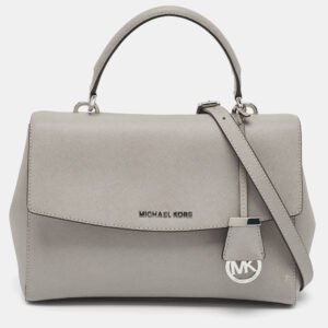 Michael Kors Grey Leather Medium Ava Top Handle Bag