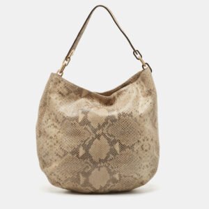 Michael Michael Kors Beige Python Effect Leather Lillie Hobo