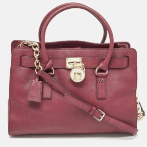 Michael Kors Burgundy Leather East/West Hamilton Tote