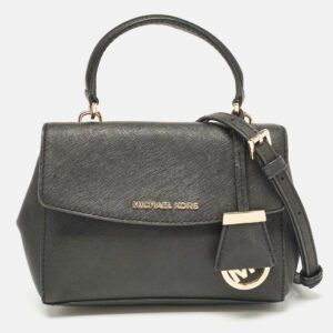 Michael Kors Black Leather Mini Ava Top Handle Bag