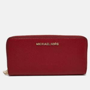 Michael Kors Red Leather Zip Continental Wallet