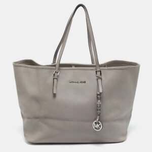Michael Kors Grey Faux Leather Large Jet Set Travel Tote