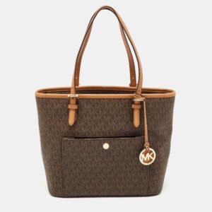 Michael Kors Brown Signature Coated Canvas and Leather Ciara Tote