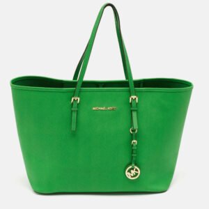 Michael Kors Green Leather Large Jet Set Travel Tote