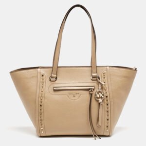 Michael Kors Beige Leather Medium Studded Carine Tote
