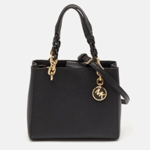 Michael Kors Black Leather Small Cynthia Tote